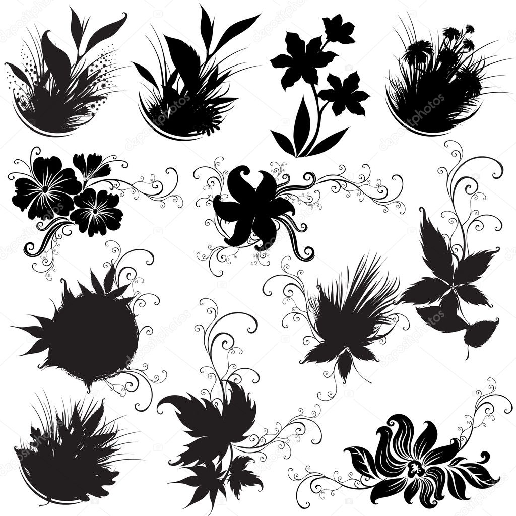 Set Of Floral Design Elements — Stock Vector © Kynata 1598406