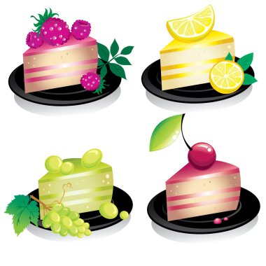 Cheese cake with fruits and berries clipart