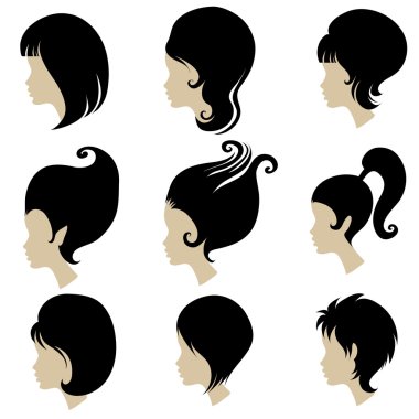 Vector set of hair styling for woman clipart