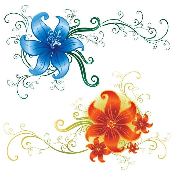 Δύο όμορφες vintage διανυσματικά lillies — Διανυσματικό Αρχείο