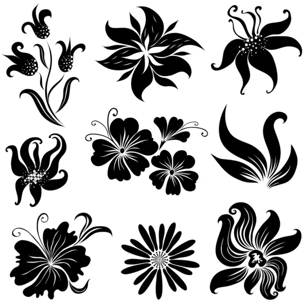 Conjunto de elementos de diseño de flores — Vector de stock