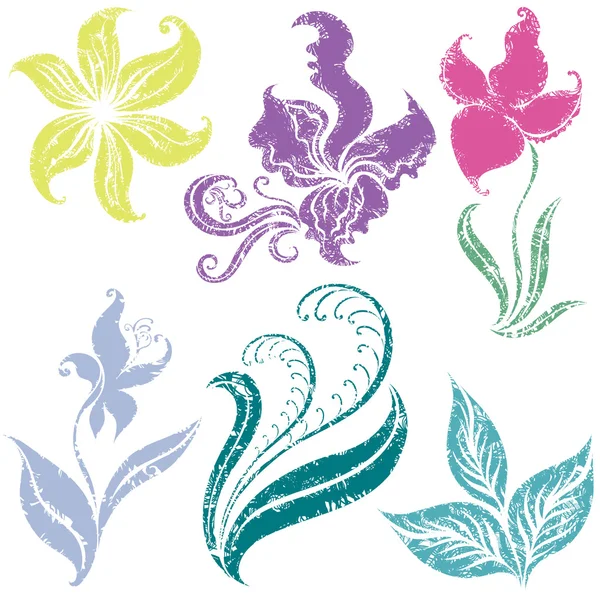 Set of floral design elements — Stock Vector