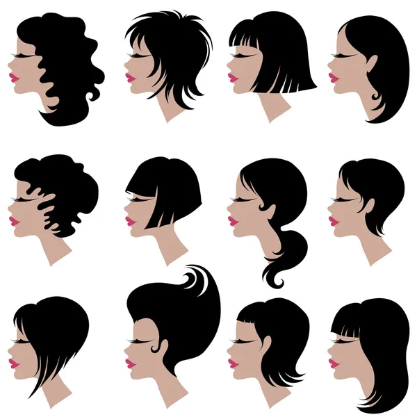 Векторный набор укладки волос для женщины — стоковый вектор