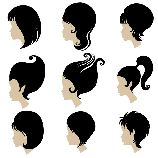 向量组的女人的头发造型 — 图库矢量图片