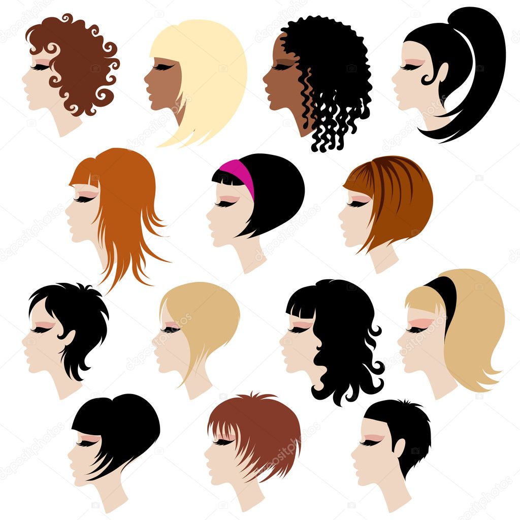 Vector set of hair styling for woman