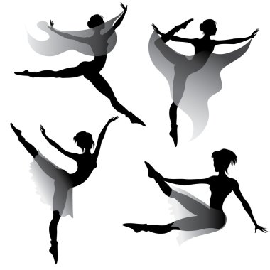 Set of woman dancing modern ballet clipart