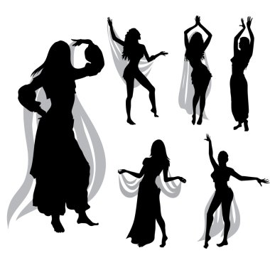 Belly dancers silhouettes clipart