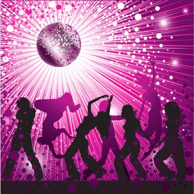 disco-ball and glitters clipart