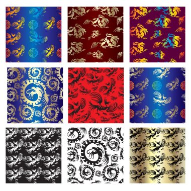 Set of seamless chinese pattern clipart