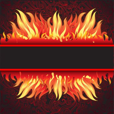 Vector frame background with fire clipart