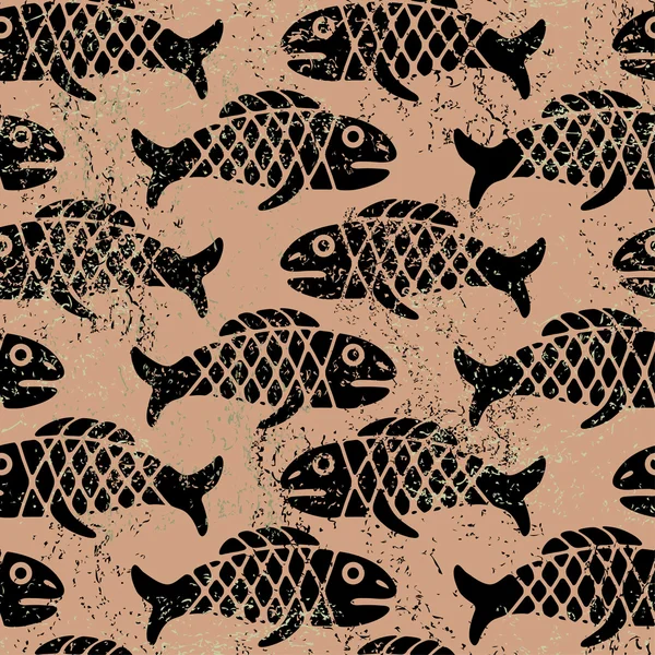 Grunge μοτίβο με ψάρι — Διανυσματικό Αρχείο