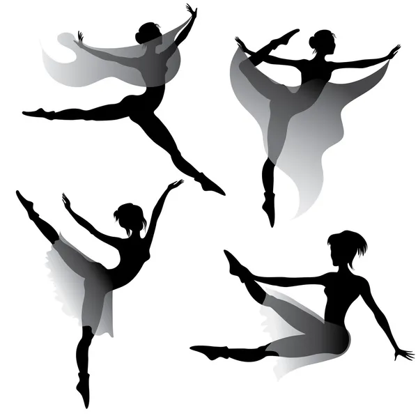 Eine Reihe von Frauen, die modernes Ballett tanzen — Stockvektor
