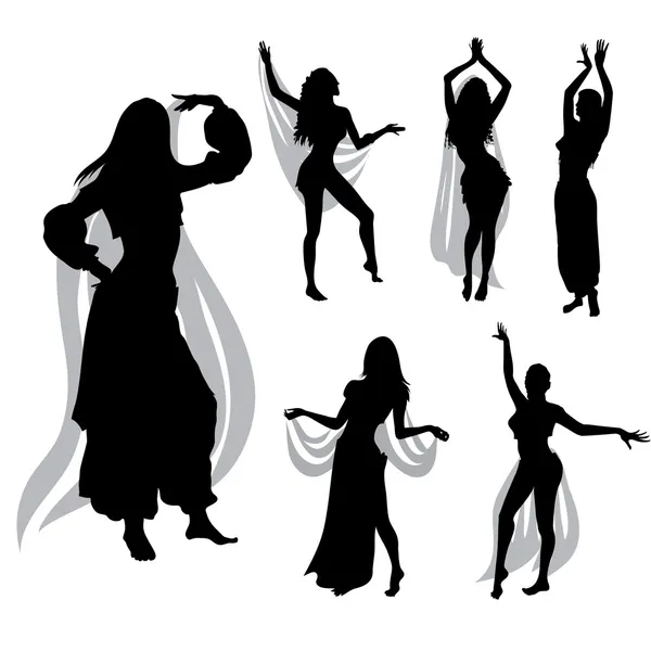 Dansöz silhouettes — Stok Vektör