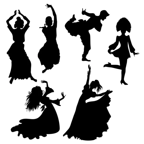 Силуети танцюристів — стоковий вектор