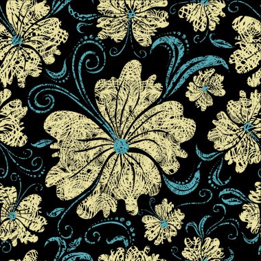 Seamless vintage grunge floral pattern clipart