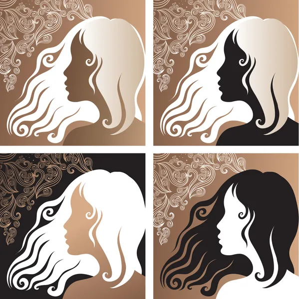 Portraits of a beautiful vintage girl — Stock Vector