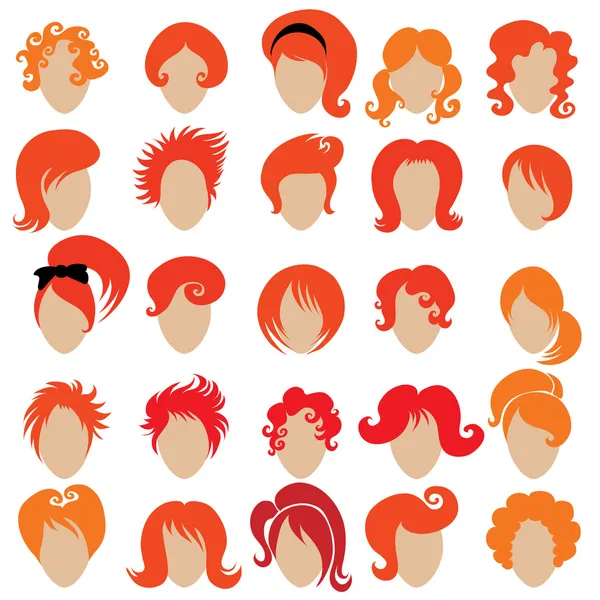 Cabello rojo peinado 3 — Vector de stock