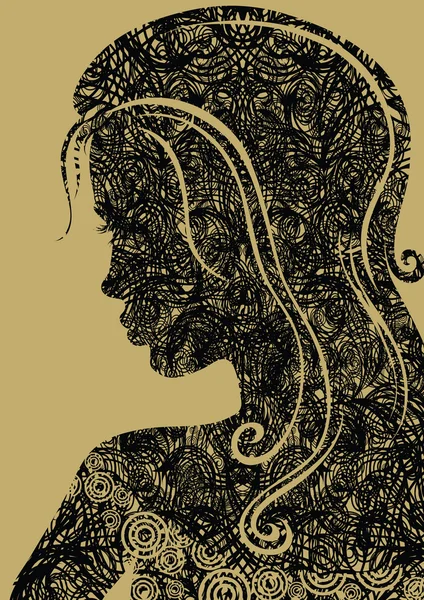 Гранж женщина с красивыми волосами — стоковый вектор