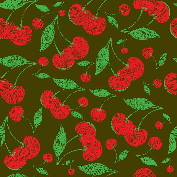 Vector seamless pattern with cherries — Stock Vector