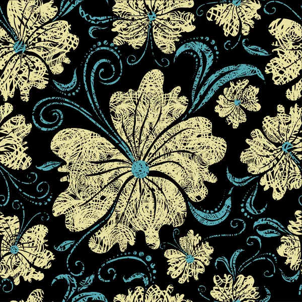 Бесшовный винтажный гранжевый цветочный узор — стоковый вектор