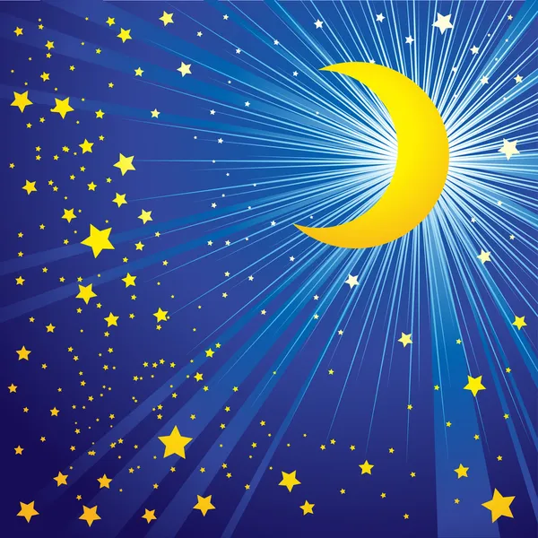 Az éjszakai égbolton a Hold — Stock Vector