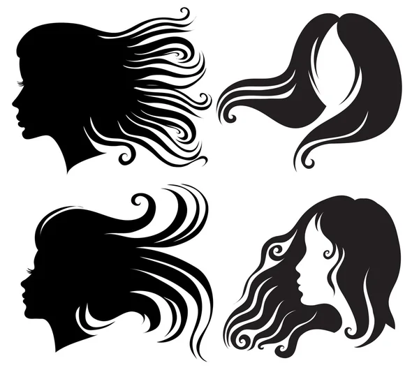 Gros ensemble de silhouettes noires de femme — Image vectorielle