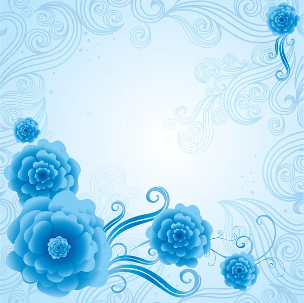 ベクトル花青いビンテージ背景 — ストックベクタ