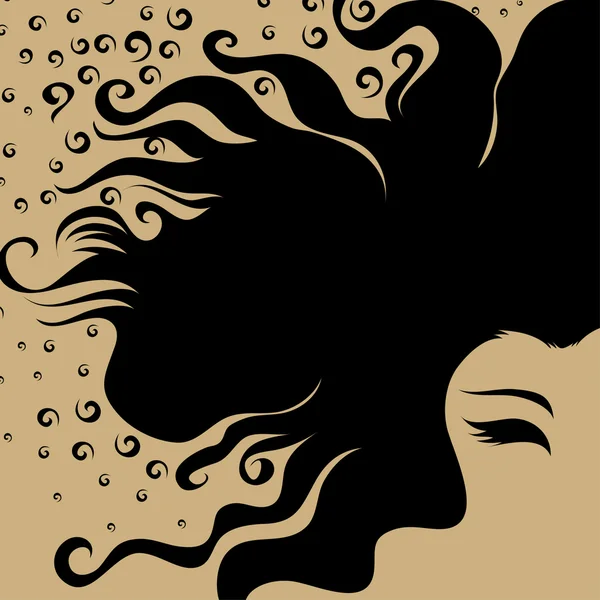 Mujer vintage con hermoso cabello — Vector de stock