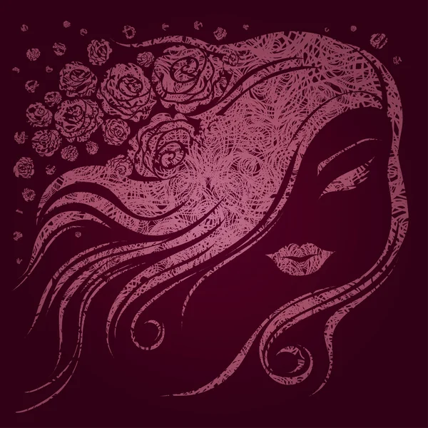 Grunge femme avec des fleurs — Image vectorielle