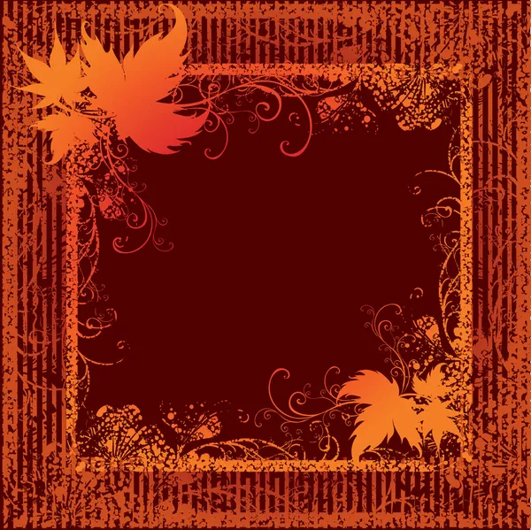 Grunge 框架背景与枫叶 — 图库矢量图片