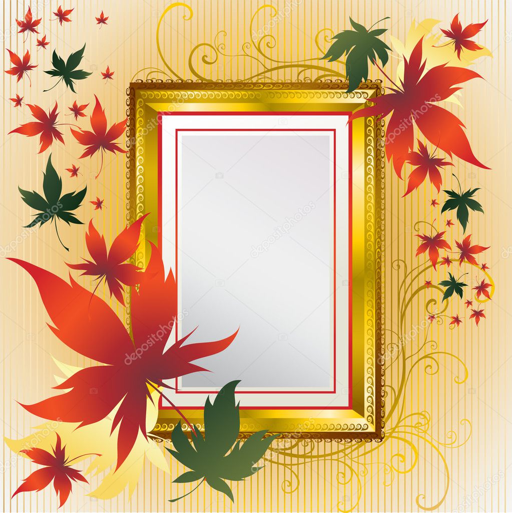 Vector frame with colorful Leafs