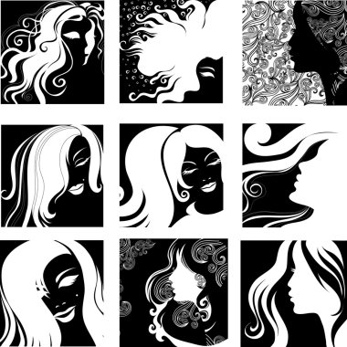 Vector set of closeup portraits clipart