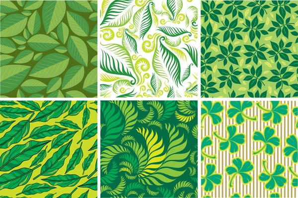 Set of Seamless green floral pattern — Stock Vector