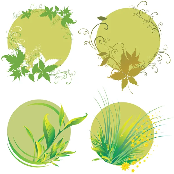 Frames with spring Leafs — Stock Vector