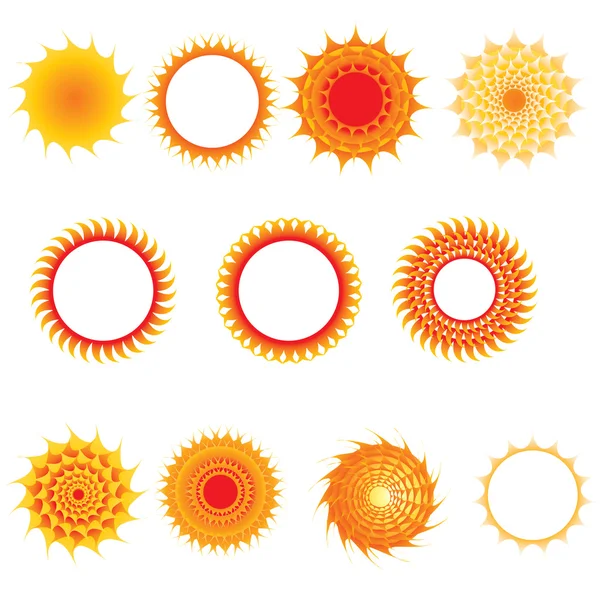 Set of sun symbols — Stock Vector