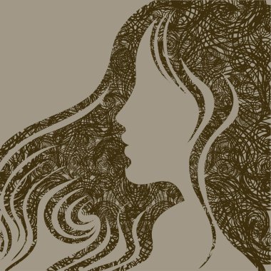 Closeup decorative vintage woman clipart