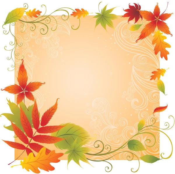 Hintergrund mit bunten Herbstblättern — Stockvektor