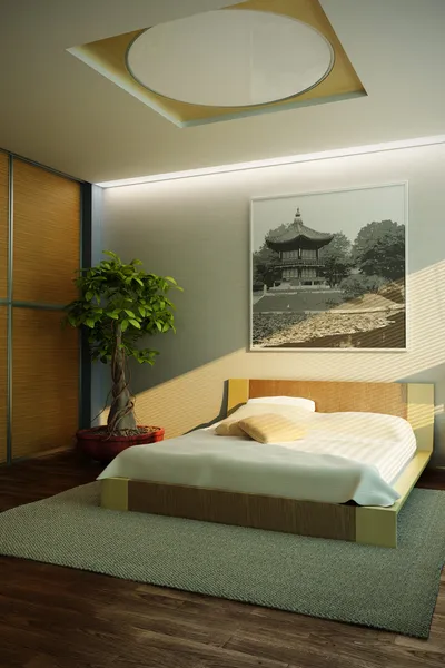 Ιαπωνία στυλ υπνοδωμάτιο εσωτερικό — Φωτογραφία Αρχείου