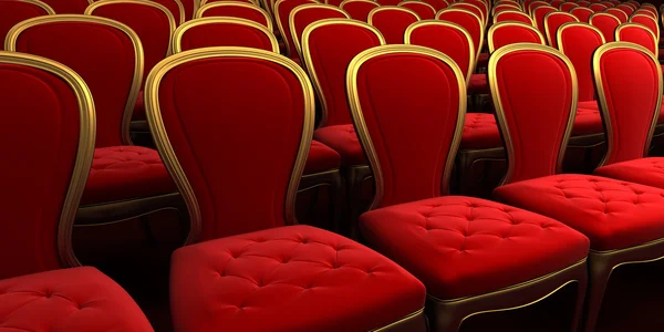 Sala de concertos com assento vermelho 3d — Fotografia de Stock