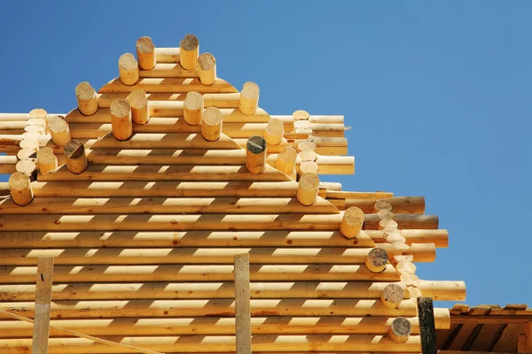 stock image Building of the new log house