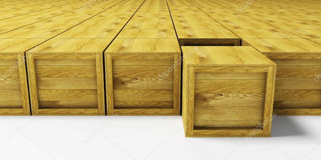 Warehouse with multitude wooden crates
