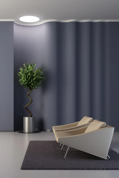 Дизайн гостиной с волнистой стеной — стоковое фото
