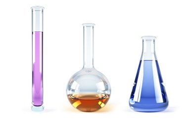 Chemical flasks with reagents clipart