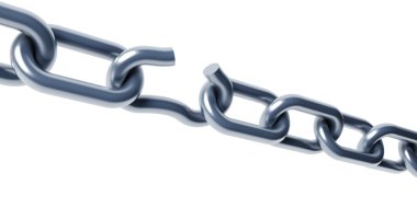 Broken chain isolated 3d rendering clipart