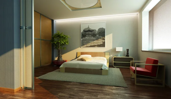 Giappone stile camera da letto interno — Foto Stock
