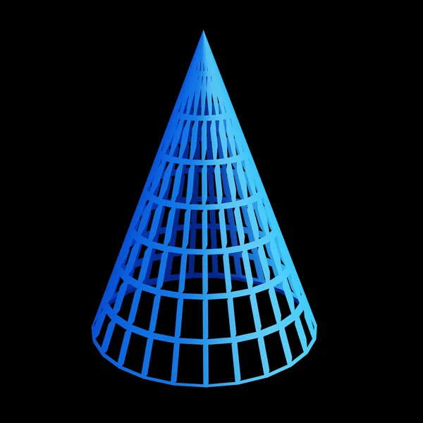 Faceted blue 3d cone — Stock Photo, Image