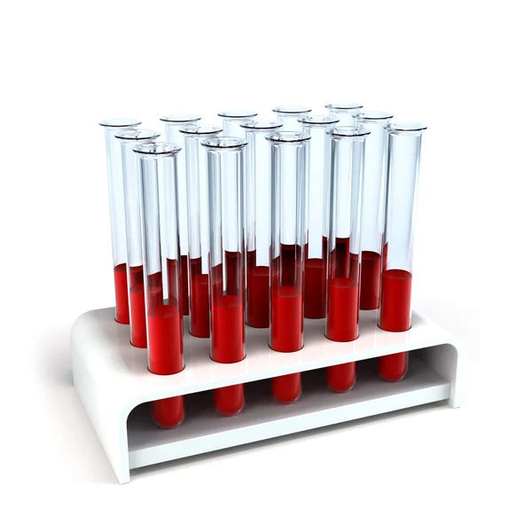Tubo de ensayo médico con muestras de sangre — Foto de Stock