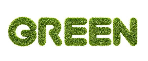 Symbolische met gras begroeide woord "groen" — Stockfoto