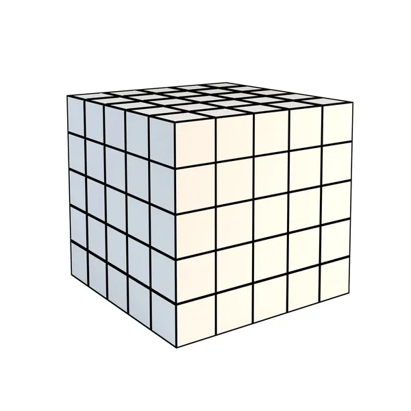 Cubo 3d branco facetado — Fotografia de Stock
