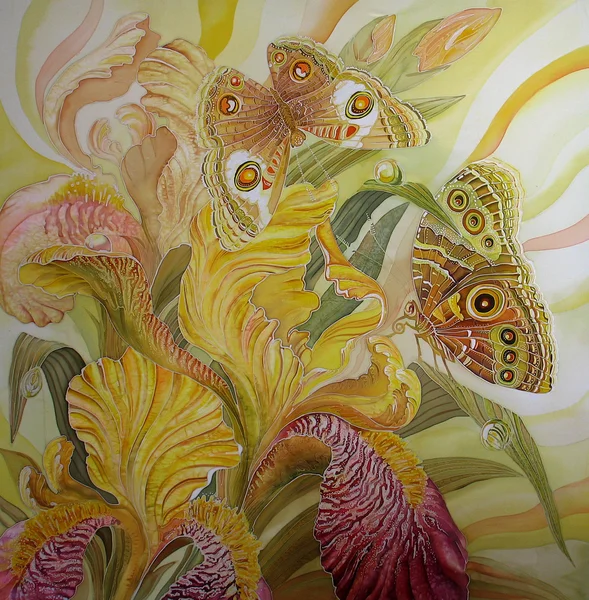 色蝶と花 — ストック写真